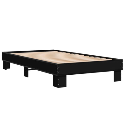 Sängynrunko musta 100x200 cm tekninen puu ja metalli