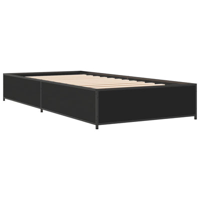 Sängynrunko musta 100x200 cm tekninen puu ja metalli