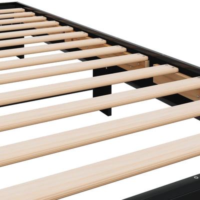 Sängynrunko musta 100x200 cm tekninen puu ja metalli