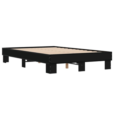 Sängynrunko musta 120x200 cm tekninen puu ja metalli