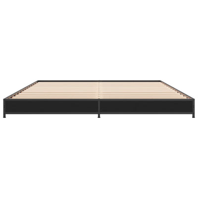 Sängynrunko musta 120x200 cm tekninen puu ja metalli