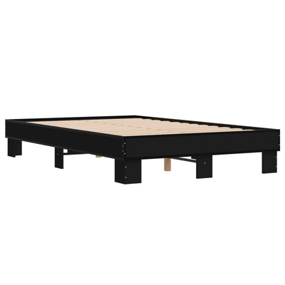 Sängynrunko musta 120x200 cm tekninen puu ja metalli