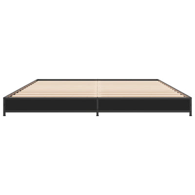 Sängynrunko musta 150x200 cm tekninen puu ja metalli