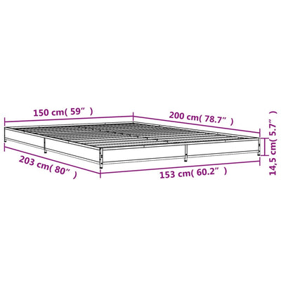 Sängynrunko musta 150x200 cm tekninen puu ja metalli