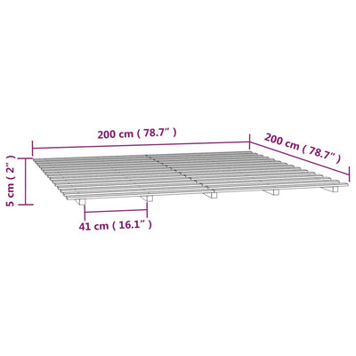 Sängynrunko musta 200x200 cm täysi mänty