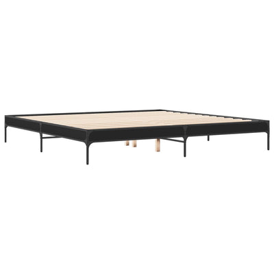 Sängynrunko musta 200x200 cm tekninen puu ja metalli