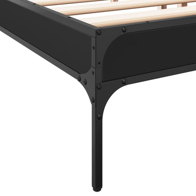 Sängynrunko musta 200x200 cm tekninen puu ja metalli
