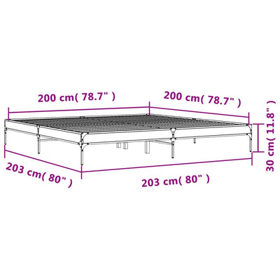 Sängynrunko musta 200x200 cm tekninen puu ja metalli