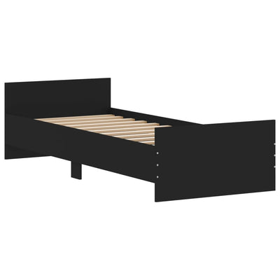 Sängynrunko musta 75x190 cm Small Single tekninen puu