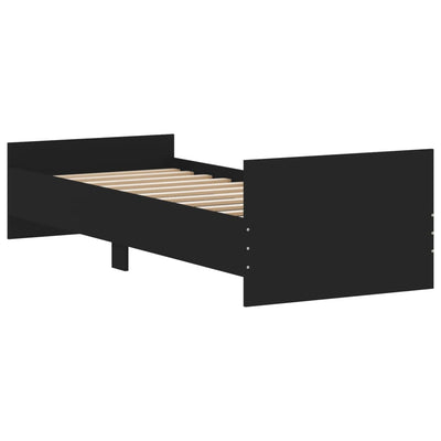 Sängynrunko musta 75x190 cm Small Single tekninen puu