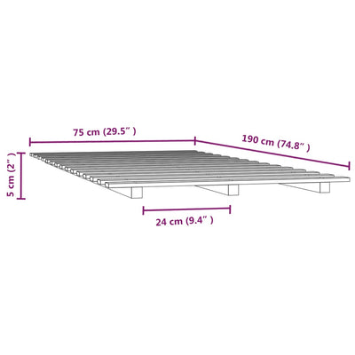 Sängynrunko musta 75x190 cm täysi mänty