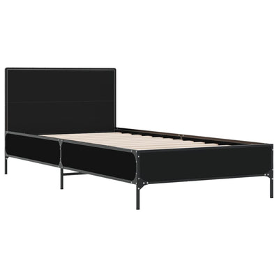 Sängynrunko musta 75x190 cm tekninen puu ja metalli