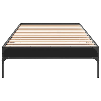 Sängynrunko musta 75x190 cm tekninen puu ja metalli