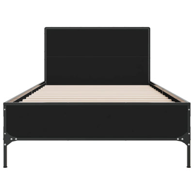 Sängynrunko musta 75x190 cm tekninen puu ja metalli
