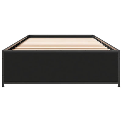 Sängynrunko musta 75x190 cm tekninen puu ja metalli