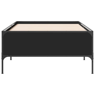 Sängynrunko musta 75x190 cm tekninen puu ja metalli