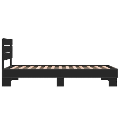 Sängynrunko musta 75x190 cm tekninen puu ja metalli