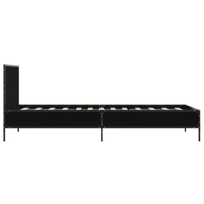 Sängynrunko musta 75x190 cm tekninen puu ja metalli