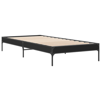 Sängynrunko musta 75x190 cm tekninen puu ja metalli