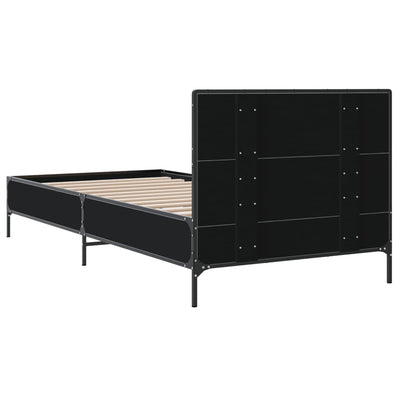 Sängynrunko musta 75x190 cm tekninen puu ja metalli