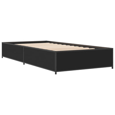 Sängynrunko musta 75x190 cm tekninen puu ja metalli
