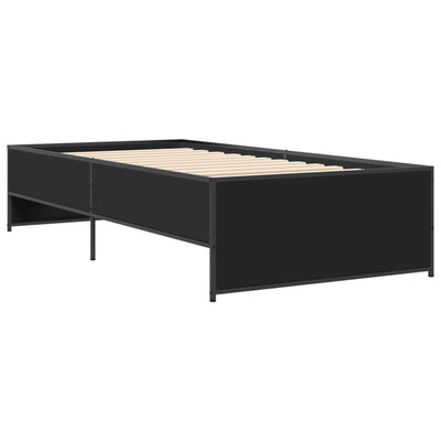 Sängynrunko musta 75x190 cm tekninen puu ja metalli