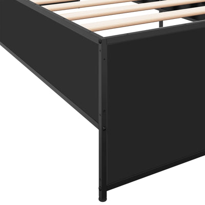 Sängynrunko musta 75x190 cm tekninen puu ja metalli