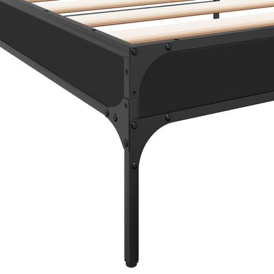 Sängynrunko musta 75x190 cm tekninen puu ja metalli