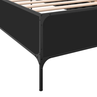 Sängynrunko musta 75x190 cm tekninen puu ja metalli
