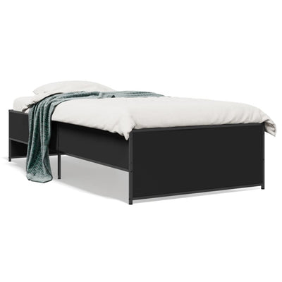Sängynrunko musta 75x190 cm tekninen puu ja metalli