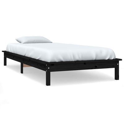 Sängynrunko musta 90x190 cm Single täysi mänty