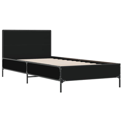 Sängynrunko musta 90x190 cm tekninen puu ja metalli