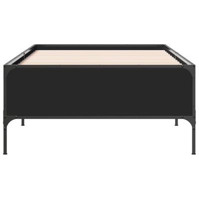 Sängynrunko musta 90x190 cm tekninen puu ja metalli