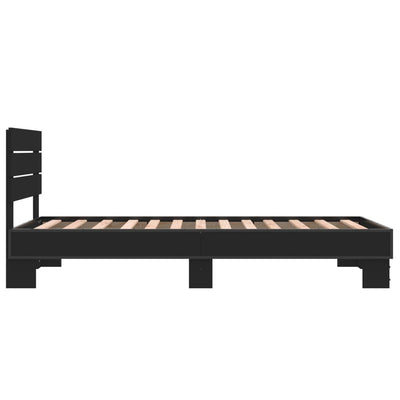 Sängynrunko musta 90x190 cm tekninen puu ja metalli
