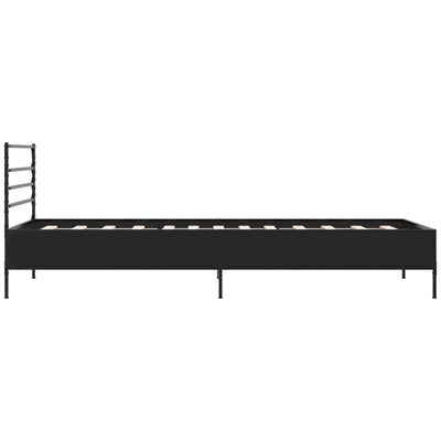 Sängynrunko musta 90x190 cm tekninen puu ja metalli