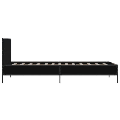 Sängynrunko musta 90x190 cm tekninen puu ja metalli