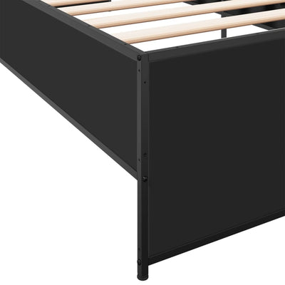 Sängynrunko musta 90x190 cm tekninen puu ja metalli