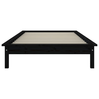 Sängynrunko musta 90x200 cm täysi mänty