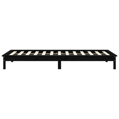 Sängynrunko musta 90x200 cm täysi mänty