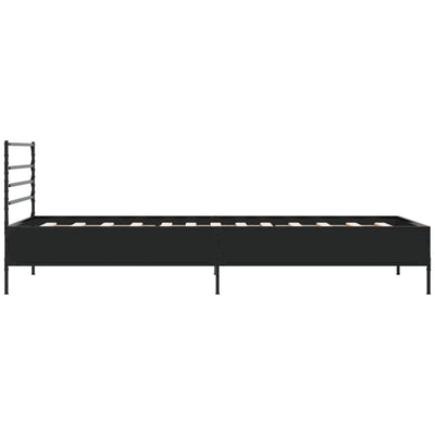 Sängynrunko musta 90x200 cm täysi puu ja metalli
