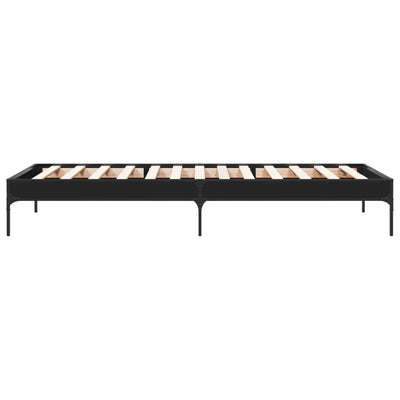 Sängynrunko musta 90x200 cm täysi puu ja metalli