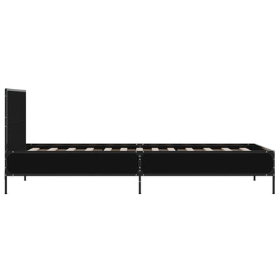 Sängynrunko musta 90x200 cm täysi puu ja metalli