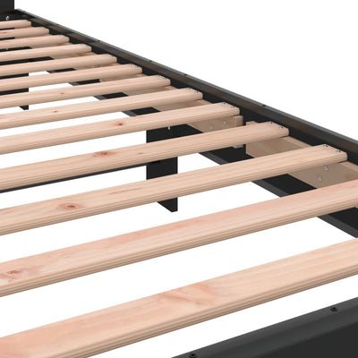 Sängynrunko musta 90x200 cm täysi puu ja metalli
