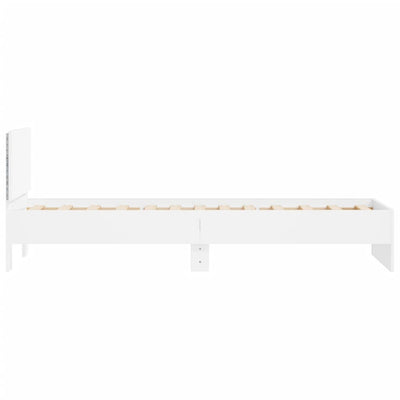Sängynrunko päädyllä ja LED-valoilla valkoinen 75x190 cm