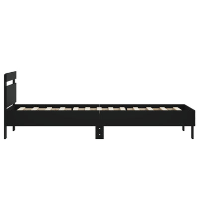 Sängynrunko päädyllä musta 75x190 cm tekninen puu