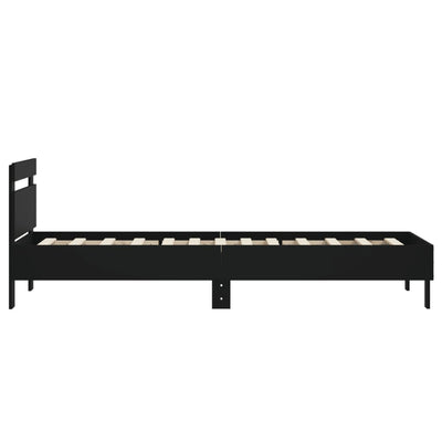 Sängynrunko päädyllä musta 90x200 cm tekninen puu