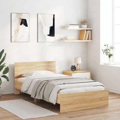 Sängynrunko päädyllä Sonoma-tammi 100x200 cm tekninen puu