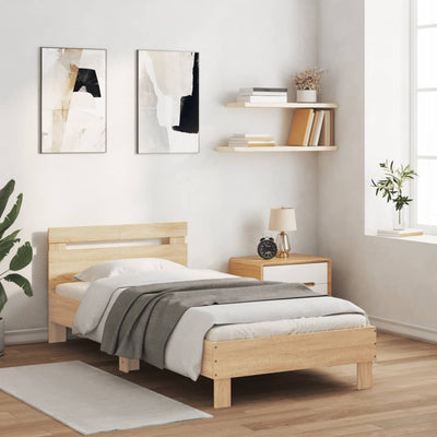 Sängynrunko päädyllä Sonoma-tammi 100x200 cm tekninen puu