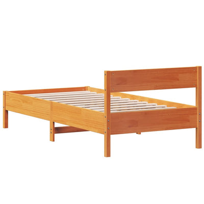Sängynrunko päädyllä vahanruskea 90x190 cm täysi mänty