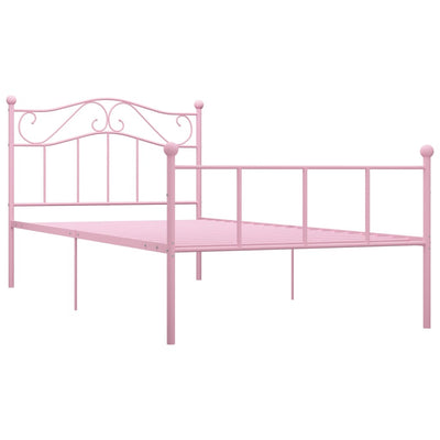 Sängynrunko pinkki metalli 90x200 cm